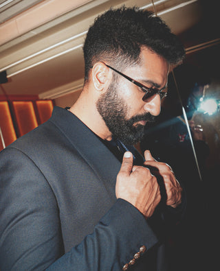 Blue classic shawl lapel double-breasted tuxedo set