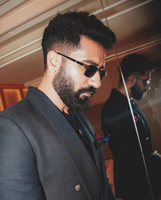 Blue classic shawl lapel double-breasted tuxedo set