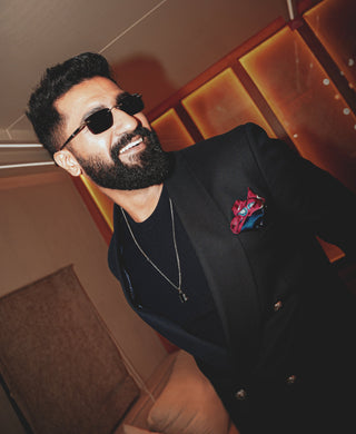 Blue classic shawl lapel double-breasted tuxedo set