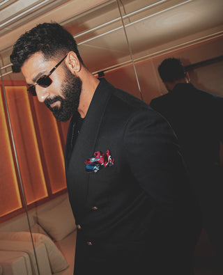 Blue classic shawl lapel double-breasted tuxedo set