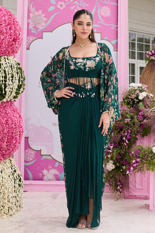 Cape set Indian Wedding Green Vera by Seema Thukral