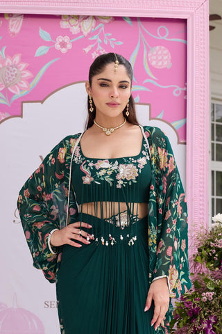 Cape set Indian Wedding Green Vera by Seema Thukral