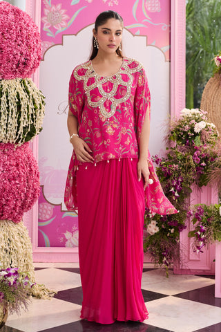 Draped skirt set Indian Wedding Pink Raha by Seema Thukral
