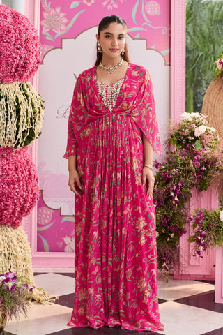 Draped dress Contemporary Wear Pink Mishi by Seema Thukral