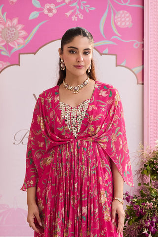 Draped dress Contemporary Wear Pink Mishi by Seema Thukral