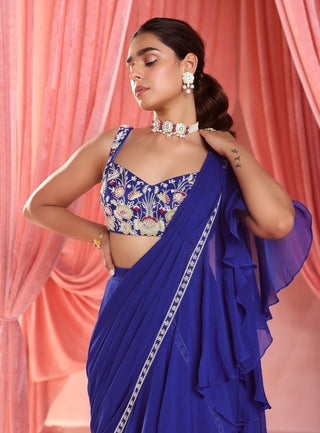 Nita embellished pre-draped ruffle saree and blouse