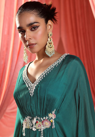 Ellie emerald green draped kaftan