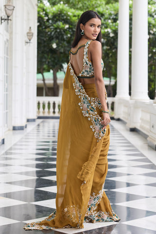 Organza saree Indian Wedding – Gold Niharika by Seema Thukral