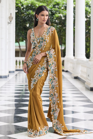 Organza saree Indian Wedding – Gold Niharika by Seema Thukral