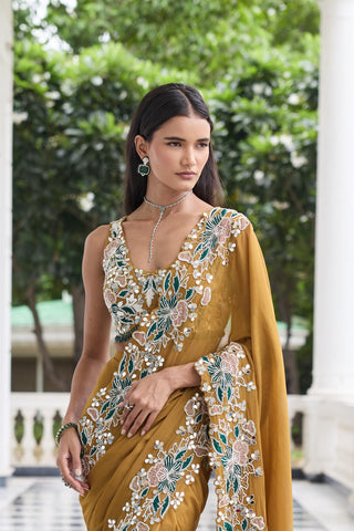 Organza saree Indian Wedding – Gold Niharika by Seema Thukral