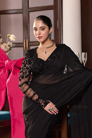 Pre draped saree Indian Wedding – Black Tina by Seema Thukral