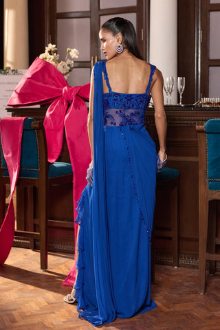 Organza saree Indian Wedding – Blue Ayushi by Seema Thukral