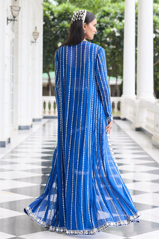 Pre draped saree Indian Wedding Blue Alaya by Seema Thukral