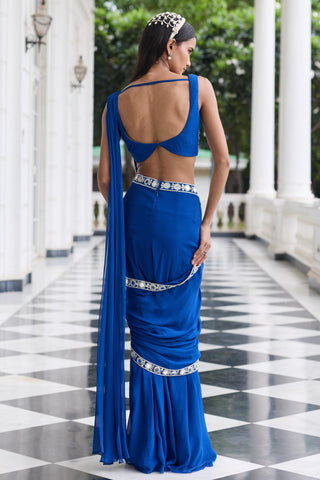 Blue saree set Indian Wedding Parul by Seema Thukral