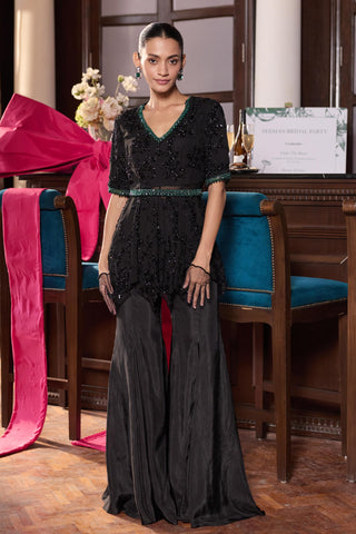 Peplum sharara set Indian Wedding – Black Alana by Seema Thukral