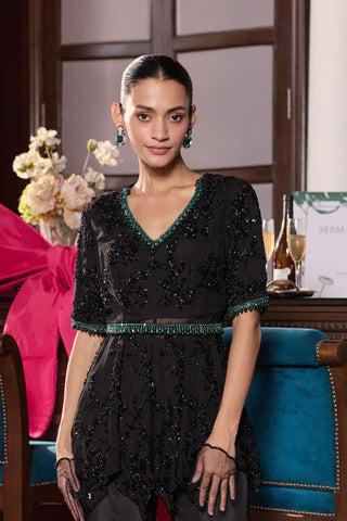 Peplum sharara set Indian Wedding – Black Alana by Seema Thukral