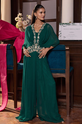 Festive jumpsuit Contemporary Wear â€“ Green Sunaina by Seema Thukral