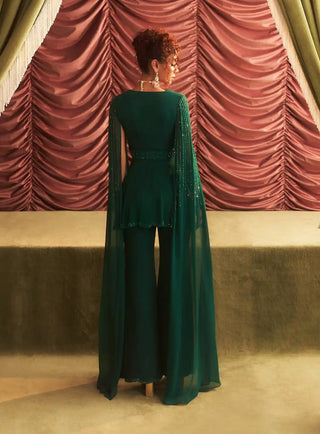 Seema emerald green embellished peplum and pants