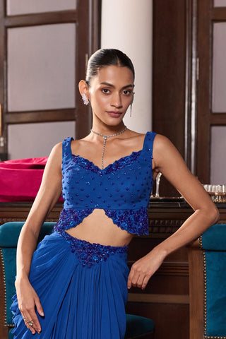 Draped skirt set Indian Wedding â€“ Blue Anania by Seema Thukral