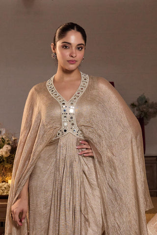 Draped dress Indian Wedding Gold Anaika by Seema Thukral