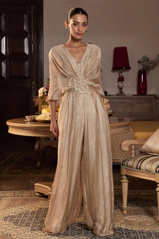 Gold jumpsuit Contemporary Wear Armira by Seema Thukral