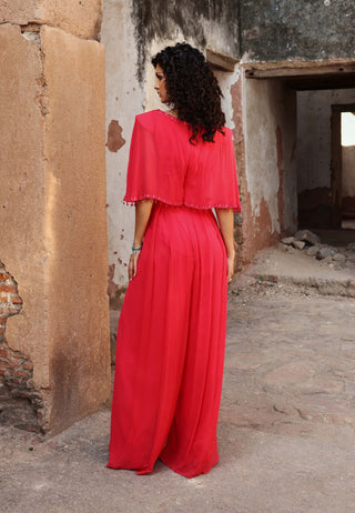 Niyati coral pink pleated jumpsuit - Niyati coral pink pleated jumpsuit - Seema Thukral - Available at Mrs. G