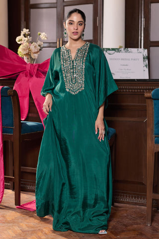 Draped kaftan Indian Wedding – Green Gunjan by Seema Thukral
