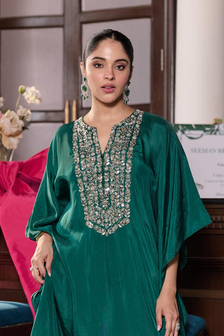Draped kaftan Indian Wedding – Green Gunjan by Seema Thukral