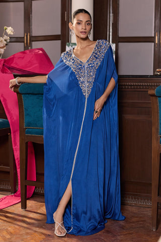 Draped kaftan Contemporary Wear Blue Kinaya by Seema Thukral