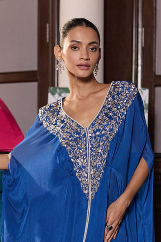 Draped kaftan Contemporary Wear Blue Kinaya by Seema Thukral