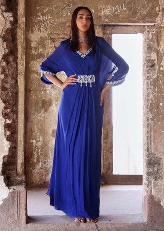 Maya electric blue draped kaftan