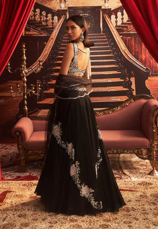 Malaika black embellished circular lehenga set