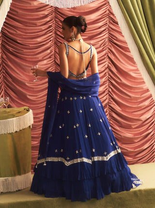Chameli electric blue embellished choli, lehenga and dupatta