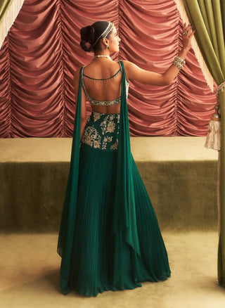 Sonal emerald green embellished choli and lehenga