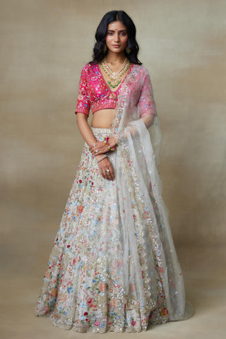 Lehenga Set Indian Wedding – Gray Sweetheart by Shasha Gaba
