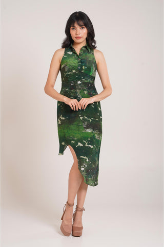 Multicolor Chaya Sage Shirt Dress – Evening Soiree Shirt Style Dress by Advait