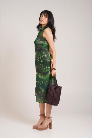 Multicolor Chaya Sage Shirt Dress – Evening Soiree Shirt Style Dress by Advait