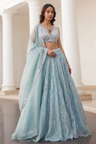 Blue twin flames lehenga with blouse
