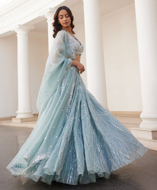 Blue twin flames lehenga with blouse
