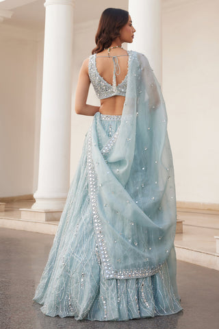Blue twin flames lehenga with blouse