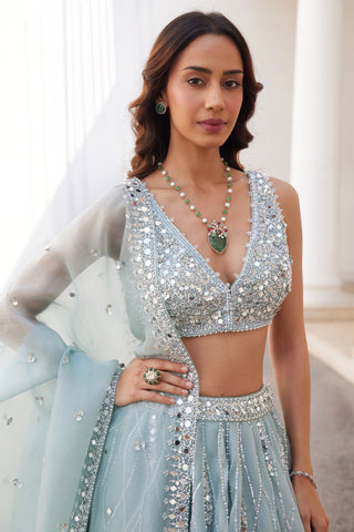 Blue twin flames lehenga with blouse