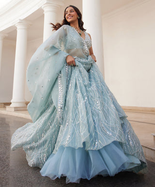 Blue twin flames lehenga with blouse