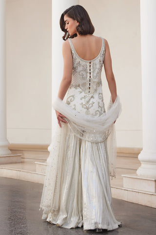White twin flames kurta sharara set