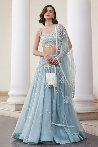 Blue twin flames skirt set