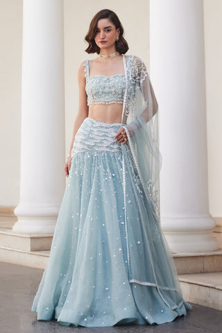 Blue twin flames skirt set