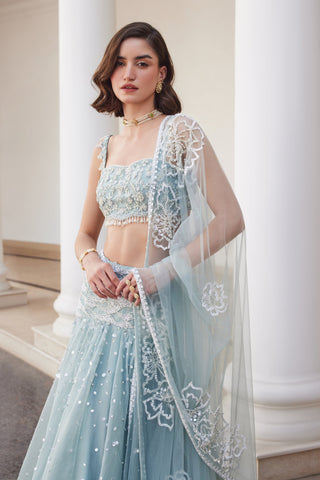 Blue twin flames skirt set