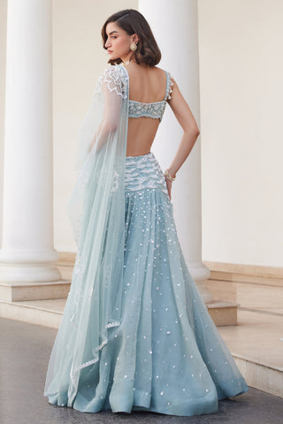 Blue twin flames skirt set