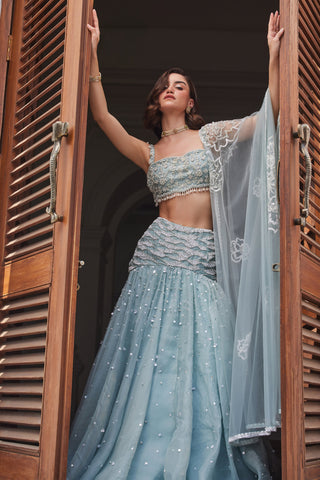 Blue twin flames skirt set