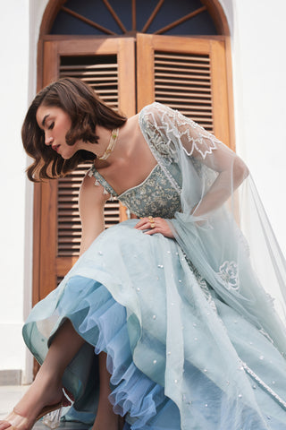 Blue twin flames skirt set