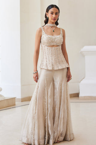 Ivory gold twin flames sharara with corset